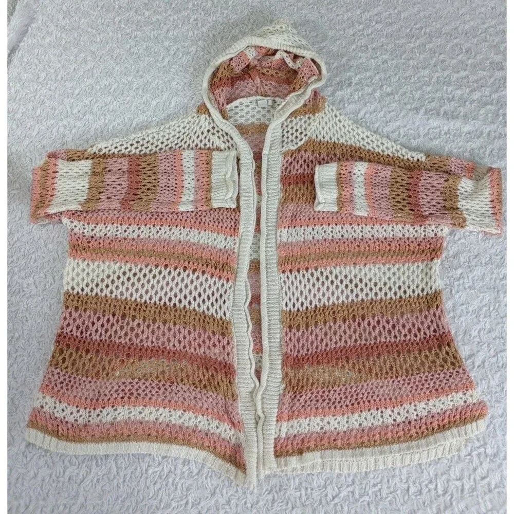 Cato Women's Cardigan Sz XL  Chunky Knit Long Sleeve Open Front With Hoodie - Picture 2 of 9